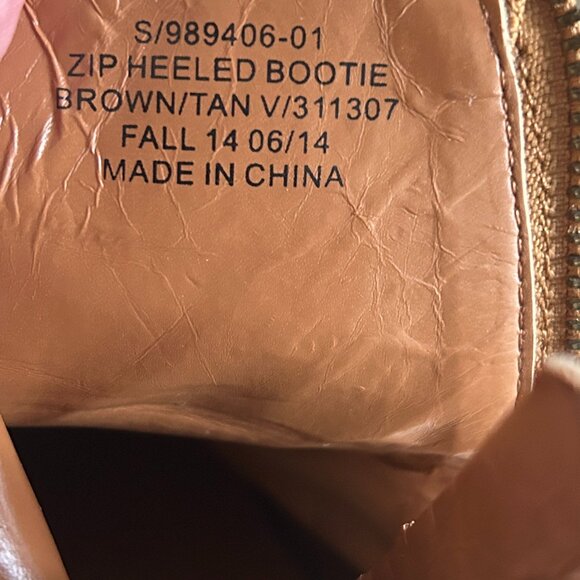 The Gap Brown Leather Heeled Booties Sz 9 Block Chunky Ankle Boots Going Out - Picture 5 of 6